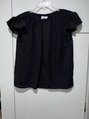 Velvet Brand Black Flutter lightweight Sleeve Women's Top
